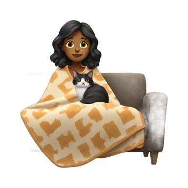 Girl watching tv covered with a cat blanket  sticker