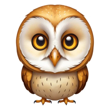 Cinematic Comical Barn Owl Portrait Emoji, Head tilted dramatically with an exaggeratedly amused expression, featuring a striking mottled plumage with bold contrasts, wide, expressive amber eyes filled with playful disbelief, Simplified yet hilariously expressive features, highly detailed, glowing with a slightly sassy glow, high shine, dramatic yet playful, stylized with an air of cheeky nocturnal mischief, bright and endearing, soft glowing outline, capturing the essence of a spirited and over-the-top owl, so meme-worthy it feels like it could hoot its way into internet fame instantly! sticker