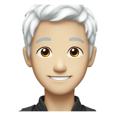 Young Japanese man smiling, With sky blue eyes and white hair sticker