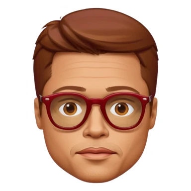 Brad Pitt, wearing dark red glasses sticker