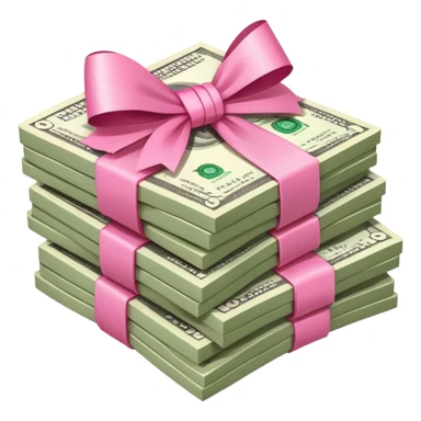 Stack of money with pink bow  sticker