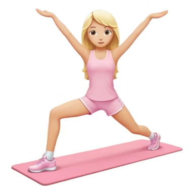 angelic blonde girl stretching in light pink gym sticker