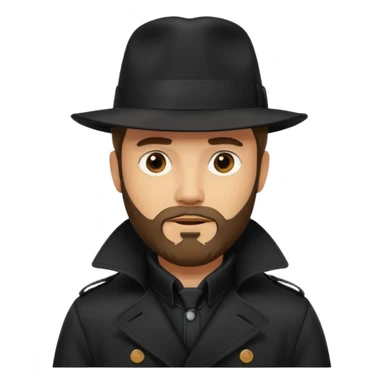 bearded man in black in black trenchcoat  sticker