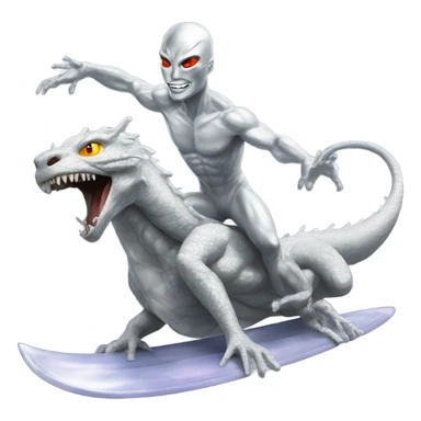 Silver surfer riding shenron  sticker
