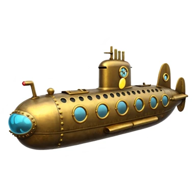 A vintage brass submarine with rivets, propellers, and glowing portholes. 
















 sticker