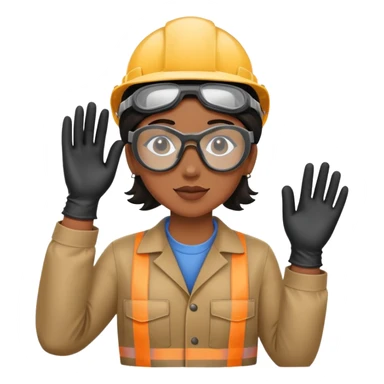 Black gender neutral factory worker in work uniform with gloves and safety goggles sticker