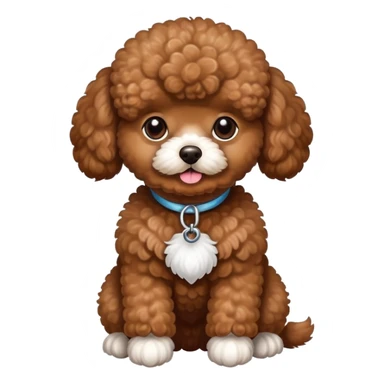 Brown toy poodle with white paws sticker
