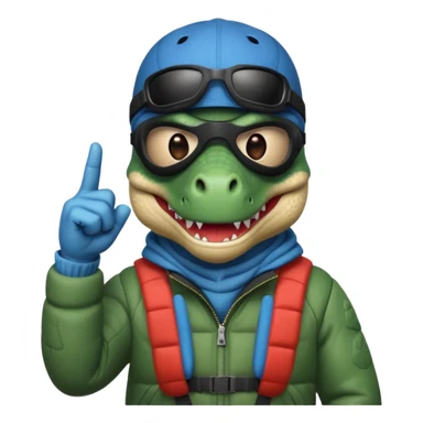 Dino wearing a ski mask with middle fingers  sticker