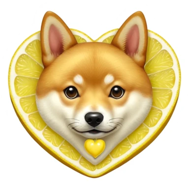 Shiba Jasper realistic heart shaped lemon slice sticker