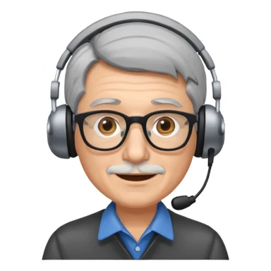 Un locutor de radio, pelo canoso, con gafas sticker