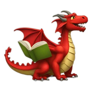 welsh dragon reading book sticker
