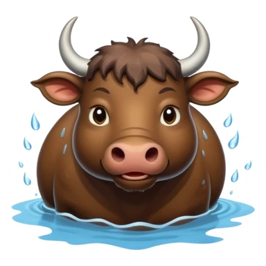 A funny water buffalo in the water  sticker
