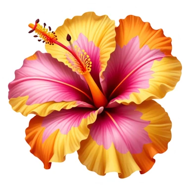 orange yellow and pink hibiscus flower scenery  sticker