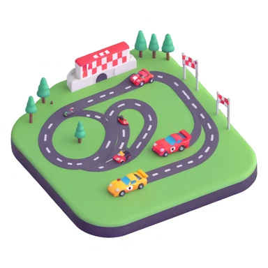 race track with racing cars sticker