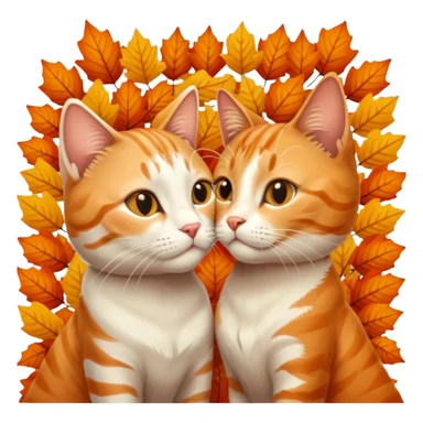 cat kisses cat autumn  sticker