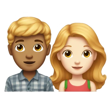 Strawberry blonde girl with a black haired boy sticker