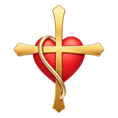 Two red  heart outlines  entwined with a simple gold cross  sticker
