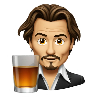 Johnny Depp drink glass of whiskey sticker