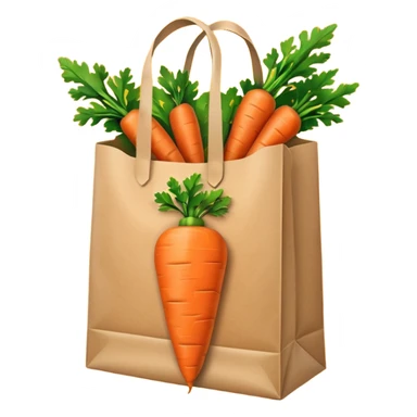 paper shopping bag with carrot. Transparent background sticker