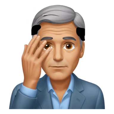George clooney covering his eyes with his hand sticker
