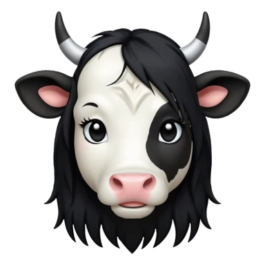 Cow with long emo hair and emo makeup sticker