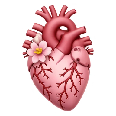 light pink anatomical heart with flower sticker