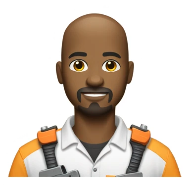 Bald black man with goatee using a chainsaw  sticker