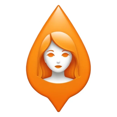 Orange Apple Maps teardrop-shaped location pin with flat white woman silhouette inside sticker