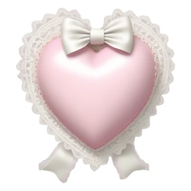 rococo Pastel pink heart with white bow with lace and frills  sticker