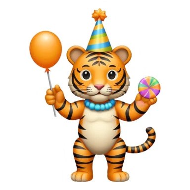 Party Tiger with a party hat and a party popper full body sticker