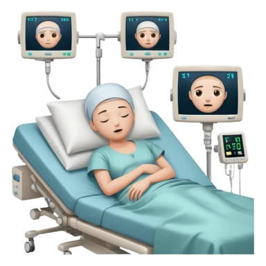 a PATIENT waking up before a surgery, with monitors and sleeping, THEY HAVE OPEN EYES OMG I SAID SLEEPING sticker