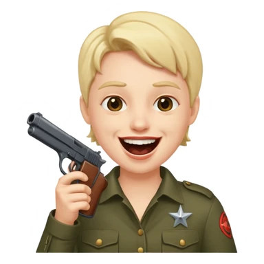 Laughing face with gun pointed into the mount sticker