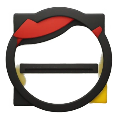 a black and red rectangle with a medium-sized yellow circle in the middle sticker
