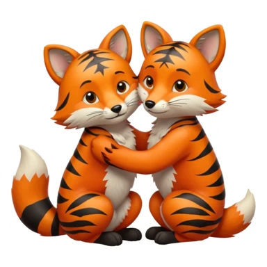 Tiger hugs small fox tightly sticker