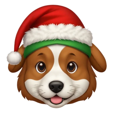 Dog's muzzle with a festive cap sticker