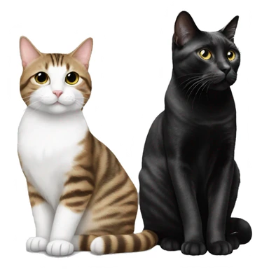 Tabby cat sitting next to black and white cat sticker