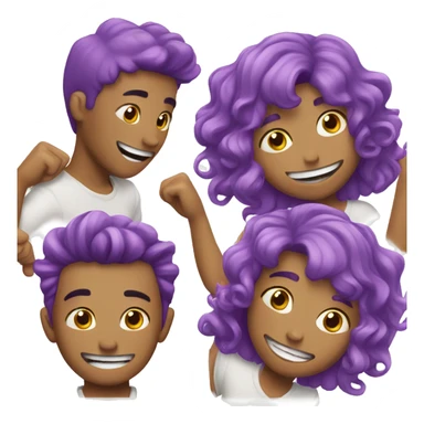 man smile purple hair three hearts overlay sticker