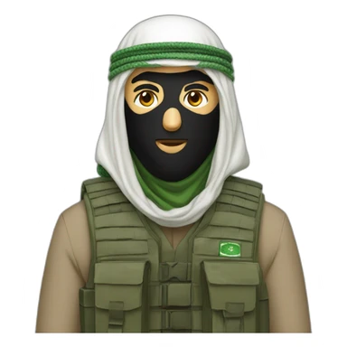 man masked with the saudi red and white shemagh and wearing military clothing sticker