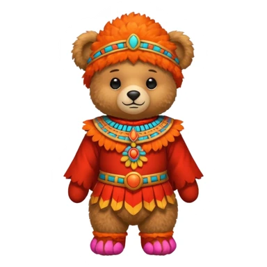 teddy bear Upper, wearing red mayan ancient custome, with carrot half body sticker