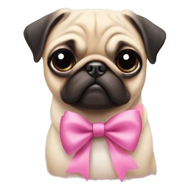 Pug with a pink bow on its ear sticker