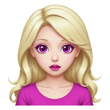 blonde girl, hypnotized eyes, magenta spiral pupils, big pink lips, bimbo, pink top, diva, gyaru, long hair  sticker