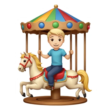 boy spinning inside of a carousel sticker