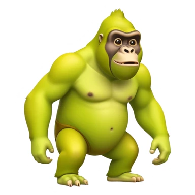 A cartoon character with a curved yellow banana for a body and a lime green gorilla face with gorilla features sticker