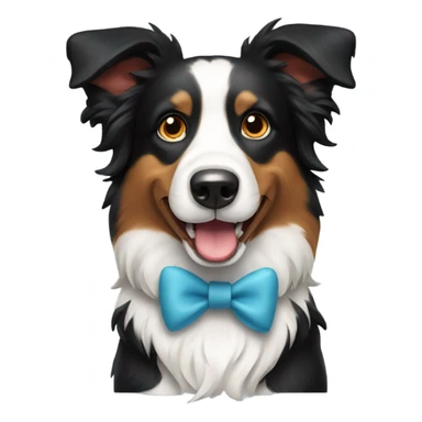 Border collie dog with bow sticker