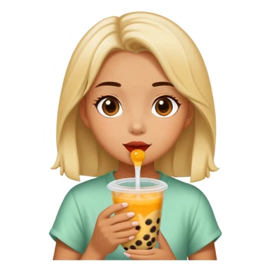 A girl eating boba sticker