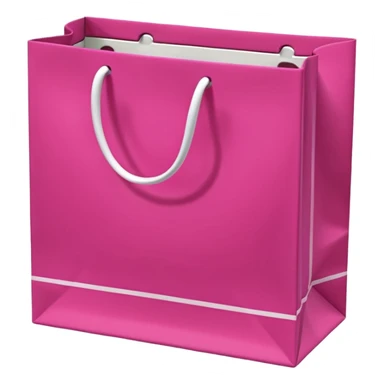 Fuchsia pink paper bag with white handles, repeating 'DRUNI' pattern in light pink and a vertical white 'DRUNI' in the center, iOS emoji style, shiny and realistic. sticker