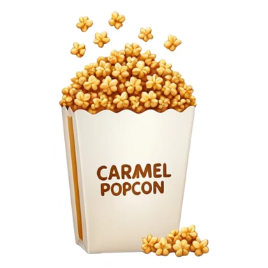 minimalist caramel popcorn in a plain package, golden brown caramel color, extremely simple design, no text, glossy iOS emoji style sticker