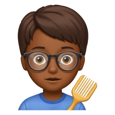 Kid with comb hair and glasses brown hair  sticker