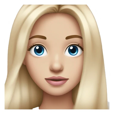 Beautiful teenage girl, long hair, brunette, blue eyes, light pink lip color sticker