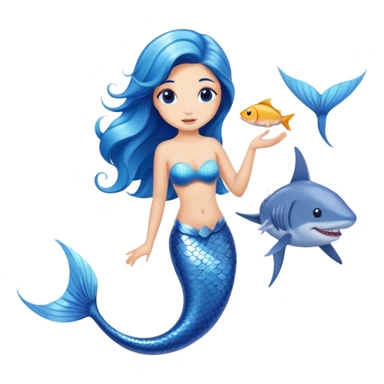 A blue mermaid  feminine Baphomet  with fish or sharks sticker